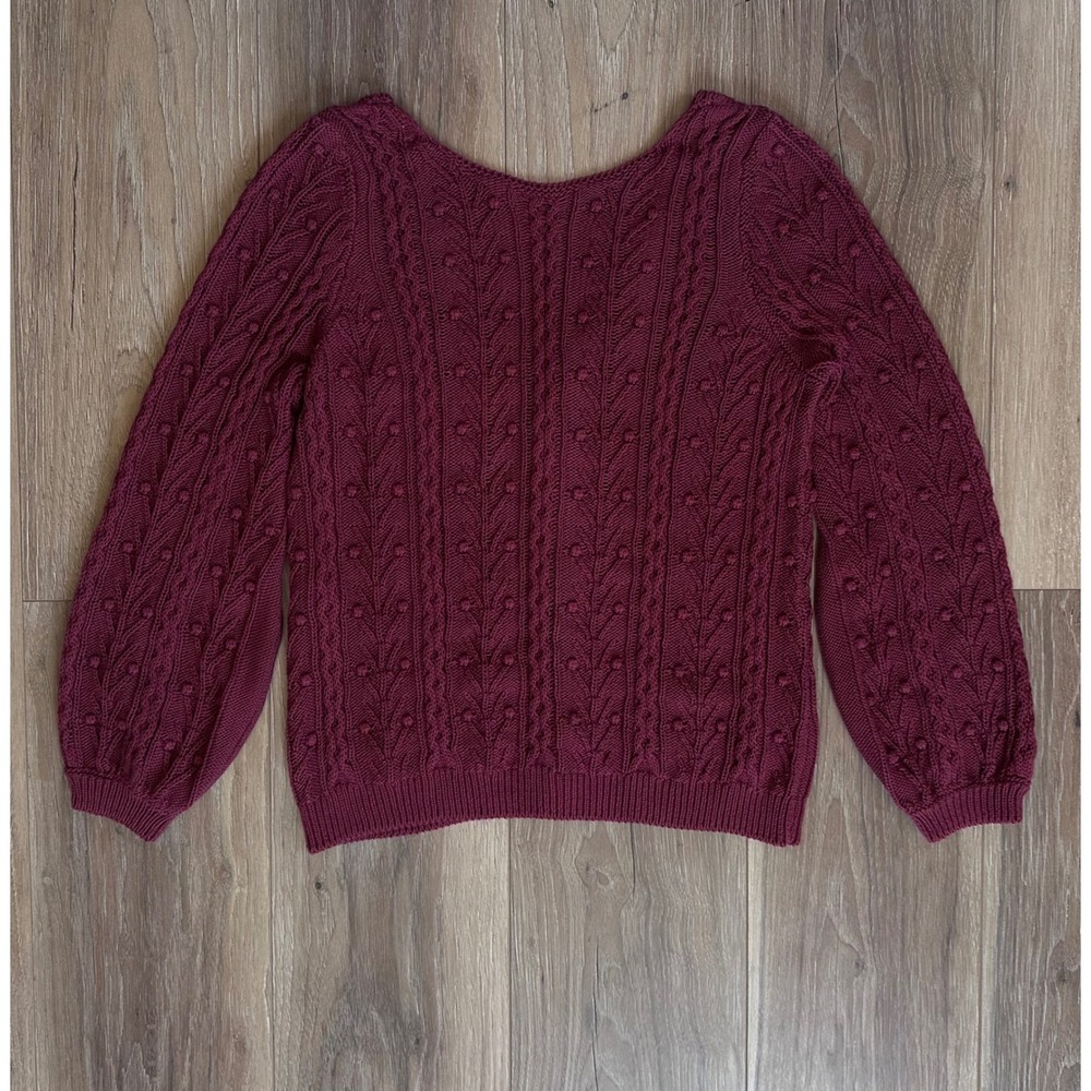 Sezane Beryl Pointelle Bobble Knit V-Neck Cardigan Sweater Parisian Romantic SM - Picture 9 of 10